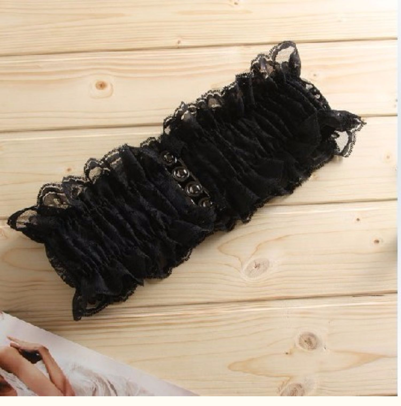Plus Size Lace Waist Belt Wide Women's Korean Edition Extended Fat Sweet Elastic Decoration Waist Cover Chiffon Skirt Strap Trendy Women_voghion.com