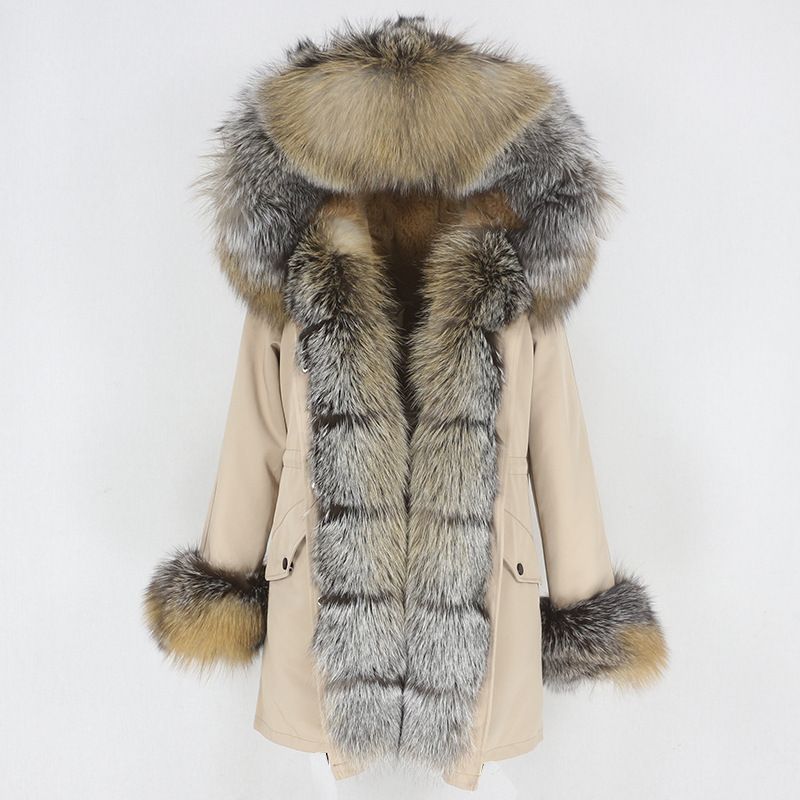 Women's Clothing hot sale winter parka for women with detachable fox fur collar lining fashionable warm ladies mid length coat_voghion.com