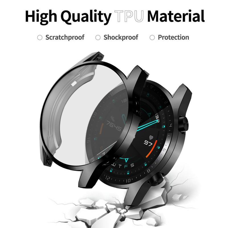 Blødt TPU etui til Huawei Watch GT3 GT2 Pro GT 2 46MM 42MM GT 3 Runner Cases Skærmbeskytter Film Cover Bumper Smartwatch-rem_voghion.com