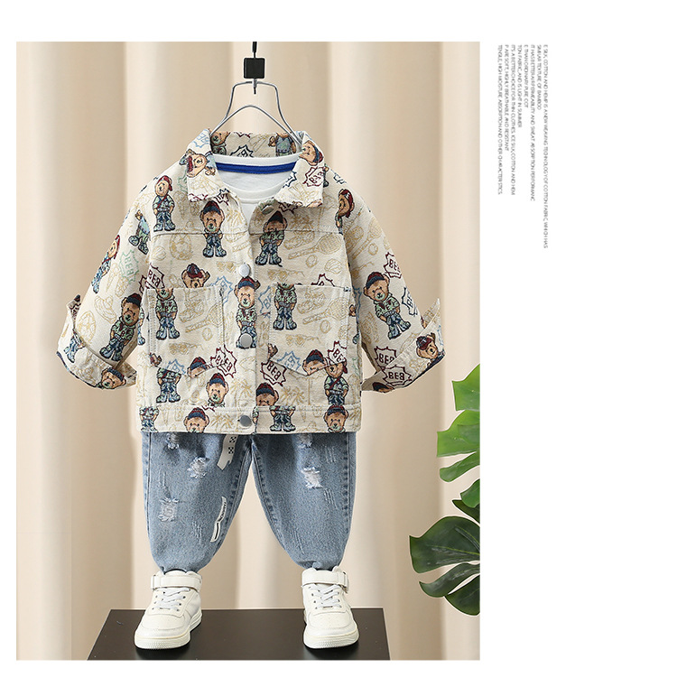 Veste ours en peluche pour garçons, vêtements pour enfants printemps-automne, marque tendance, beau cardigan, petites et moyennes tailles_voghion.com