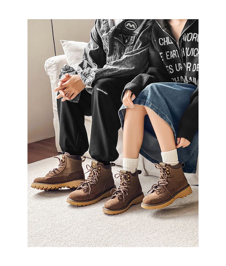 Women's Shoes Casual Short Boots Hiking British Style Fashionable Mid Cut Short Boots Round Toe Thick Bottom Classic Martin Boots Autumn And Winter_voghion.com