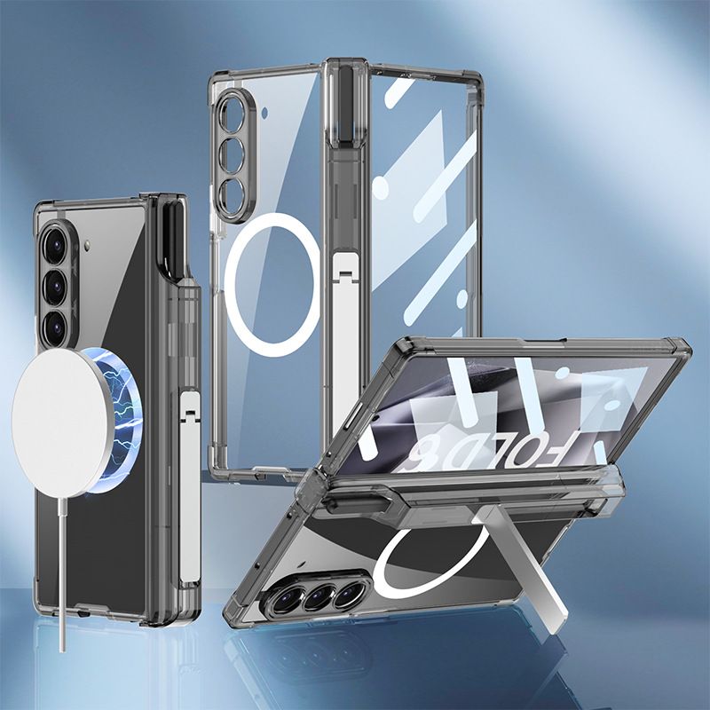 Applicable to Samsung zfold6 mobile phone case, airbag magnetic suction wireless charging, personalized pen holder, hard case_voghion.com