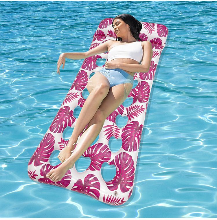 Nouveau drainage flottant de trou gonflable sur le drap de lit inclinable imprimé de loisirs extérieurs de lit gonflable de lit humain de rangée flottante de trou_voghion.com