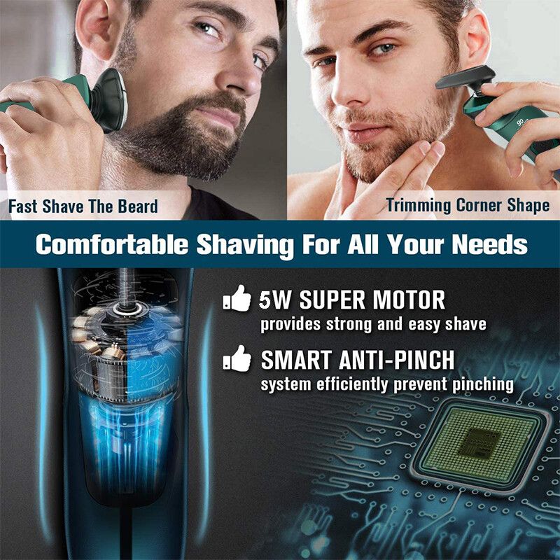 4 In 1 Mens Electric Shaver Razor Wet/Dry Rechargeable Rotary Cordless Charging_voghion.com