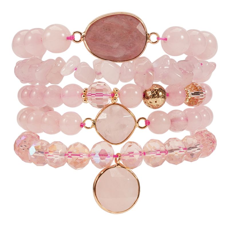 Zestaw kamieni naturalnych w stylu Bohemian Stacking Quartz Rose Green Aventurine Kompozycja kamieni wulkanicznych_voghion.com