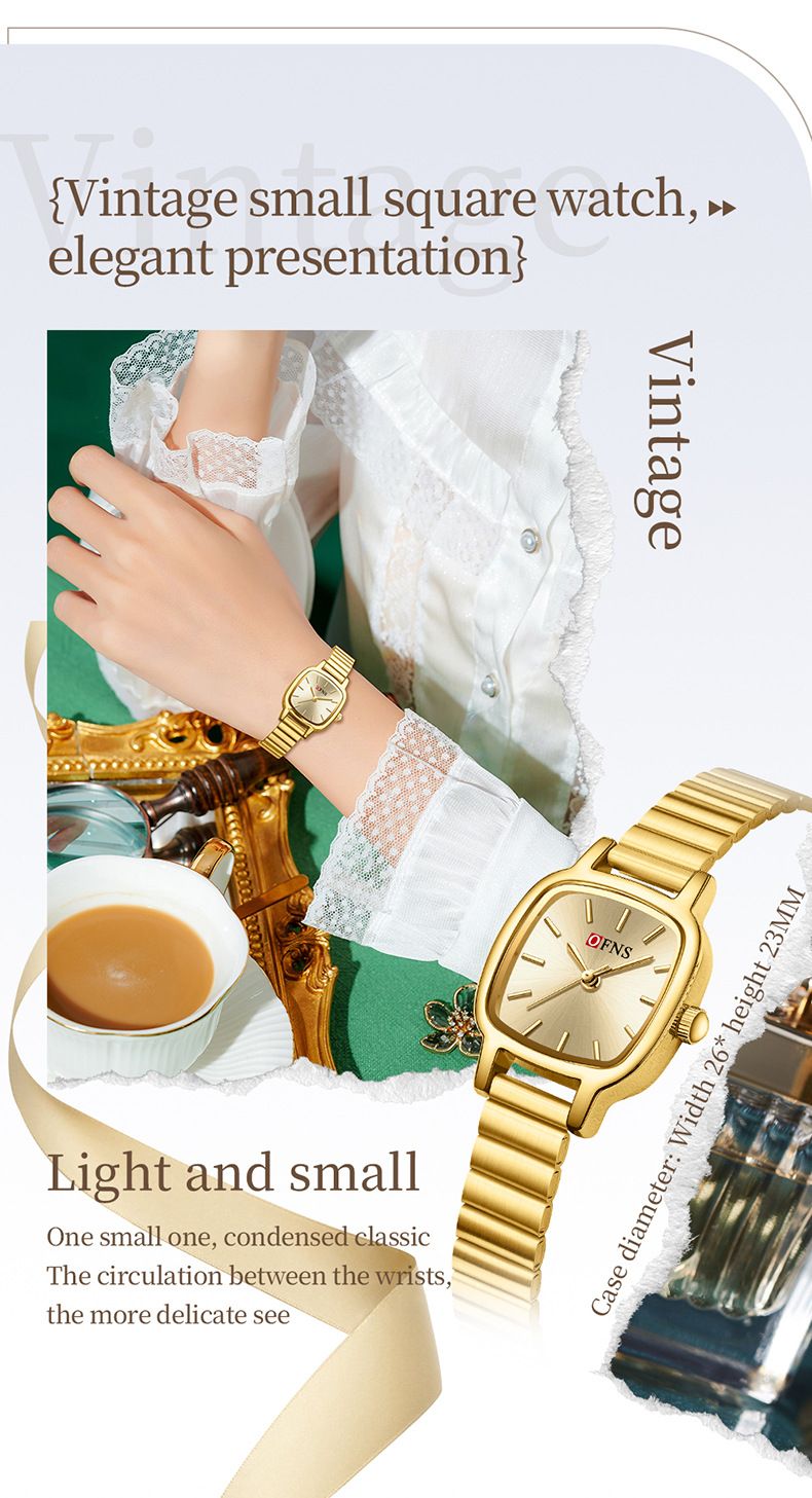 Women's Fashionable Square Dial Quartz Watch - Waterproof, Minimalist Design With Unique Bamboo Link Band, Elegant And Versatile Timepiece_voghion.com