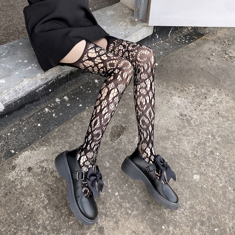 Rutschfeste, sexy, transparente Strümpfe im japanischen Stil, dünnes, schrittoffenes Fischnetz, einteilige, lange, hohle Strümpfe für Frauen_voghion.com