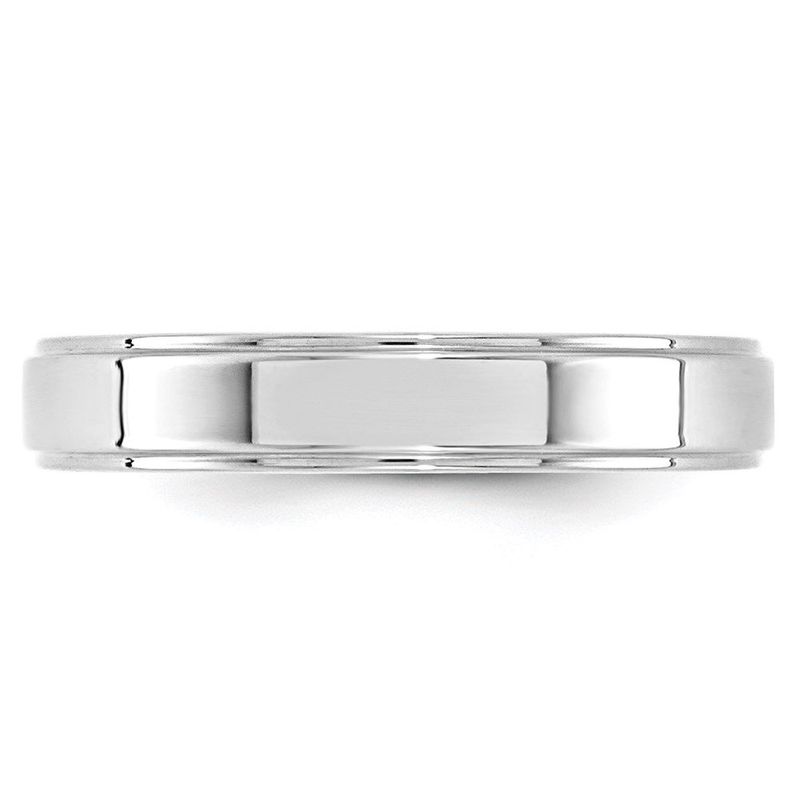 14k White Gold 4mm Flat With Step Edge Wedding Band Size 5_voghion.com