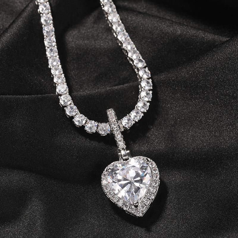 Gioielli da uomo e da donna, stile Hip Hop, in rame con zirconi intarsiati, ciondolo a forma di cuore, collana di lusso di alta qualità, accessori alla moda._voghion.com