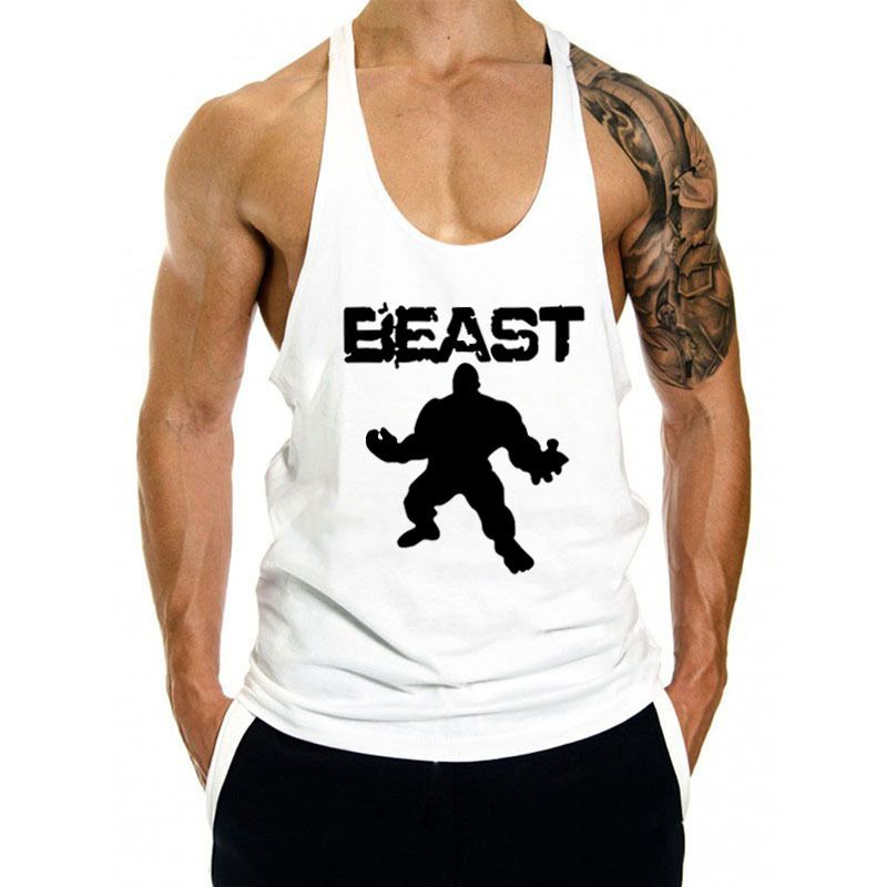 Sports Workout Casual Printed Quick-Dry Breathable Split Muscle Trendy Fitness Tank Top_voghion.com