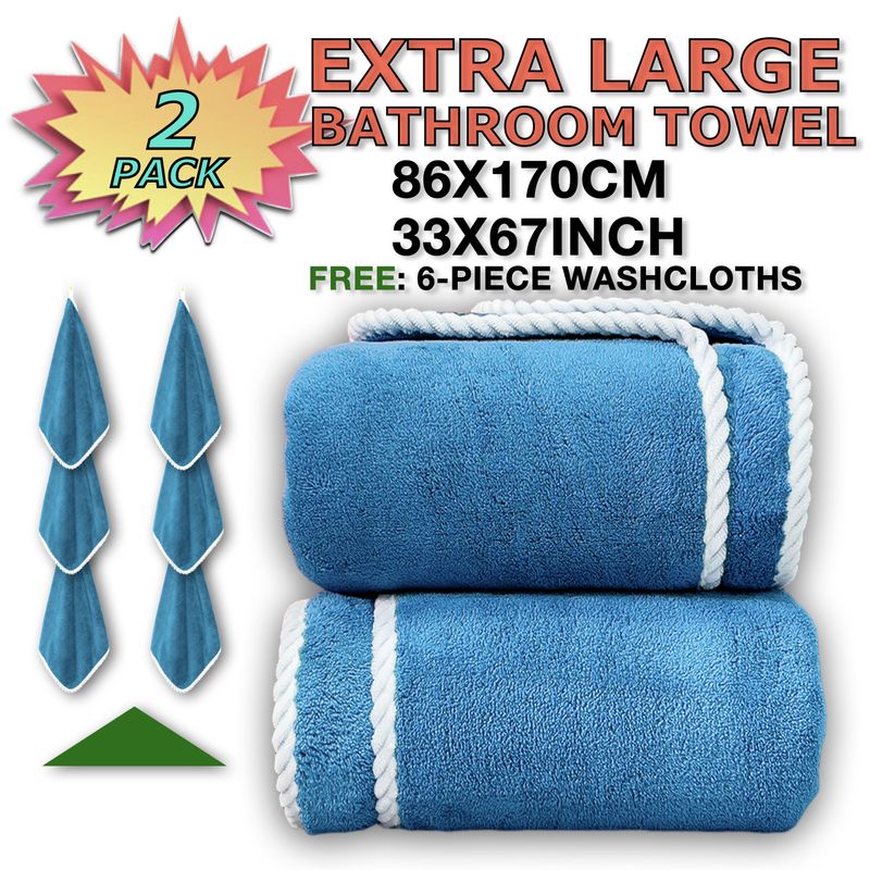 8-Piece Coral Fleece Towel Set 2 Bath Towels 6 Face Towels Ultra Soft Highly Absorbent Luxury Spa Hotel Quality_voghion.com
