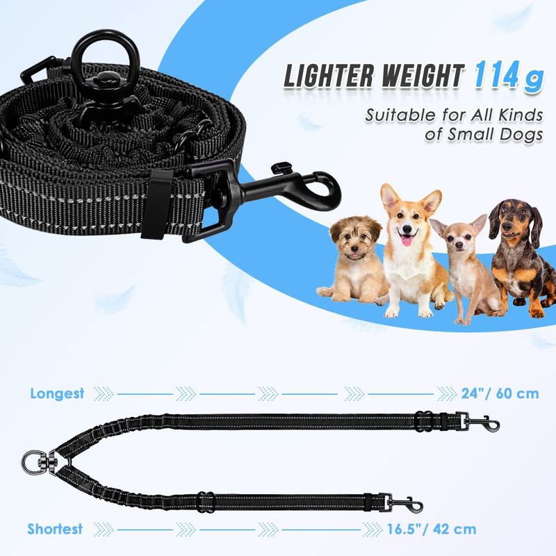 Ny dobbel hund – ingen sammenfiltring – 360° roterende reflekterende gripestropp_voghion.com