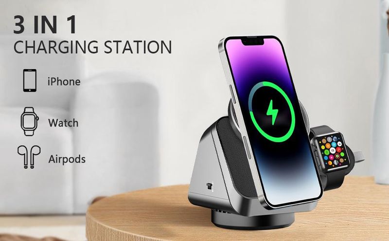 3-in-1 MagSafe Magnetic Wireless Charger For Apple Samsung Mobile Phone Watch Headphones_voghion.com