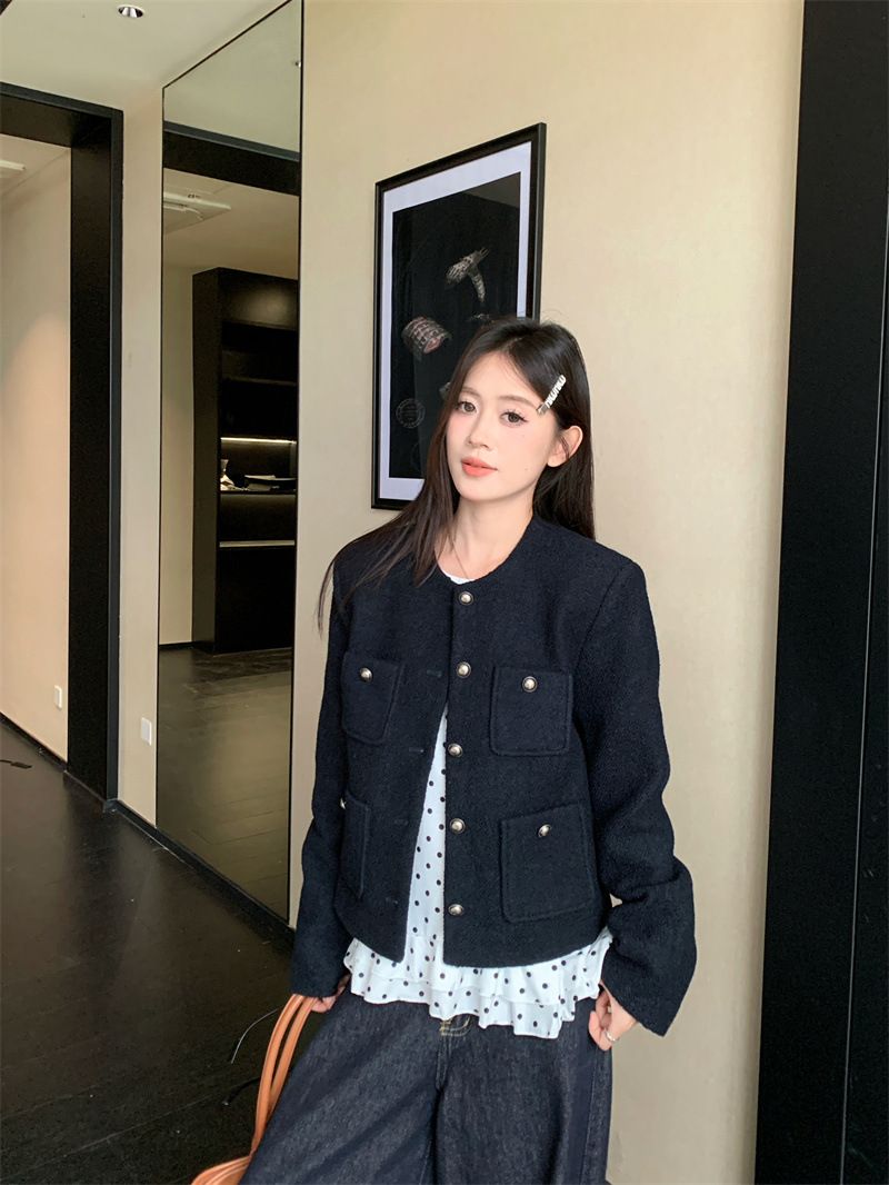 2025 Autumn Winter New Version Korean Style Versatile Loose Elegant Gentle High-end Feel Short Woolen Coat_voghion.com