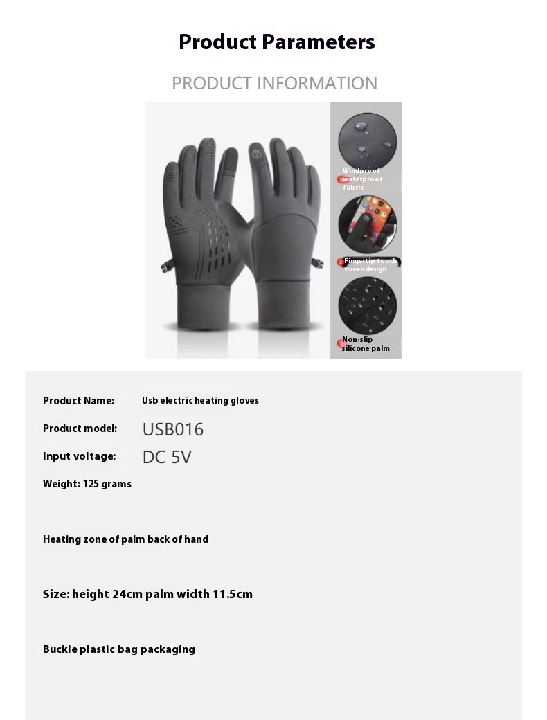 USB Electric Heating Gloves For Autumn And Winter Cycling Sports Warm Touch Screen Waterproof Gloves_voghion.com