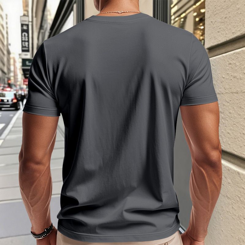 Herrenbekleidung T-Shirt Einfarbig V-Ausschnitt Kurzarm Sommer Neue Große Größe Trend Tops_voghion.com