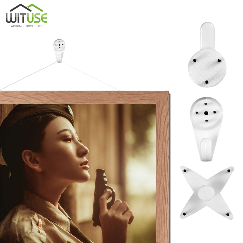 40pcs Multi Function White Plastic Invisible Wall Mount Photo Picture Frame Clock Mirror Nail Hook Hanger Seamless Nail_voghion.com
