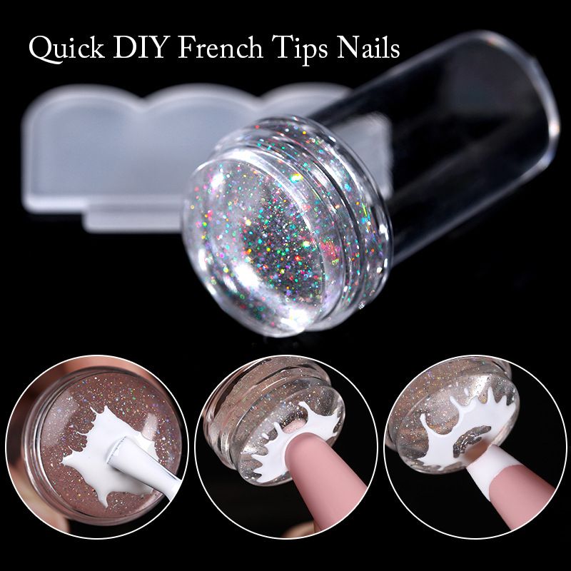Sets & Kits Nail Art Stamp Printing Tool Laser Transparent With Cover Colorful Handle Stamp Fantasy Color Laser Silicone Stamp Head_voghion.com