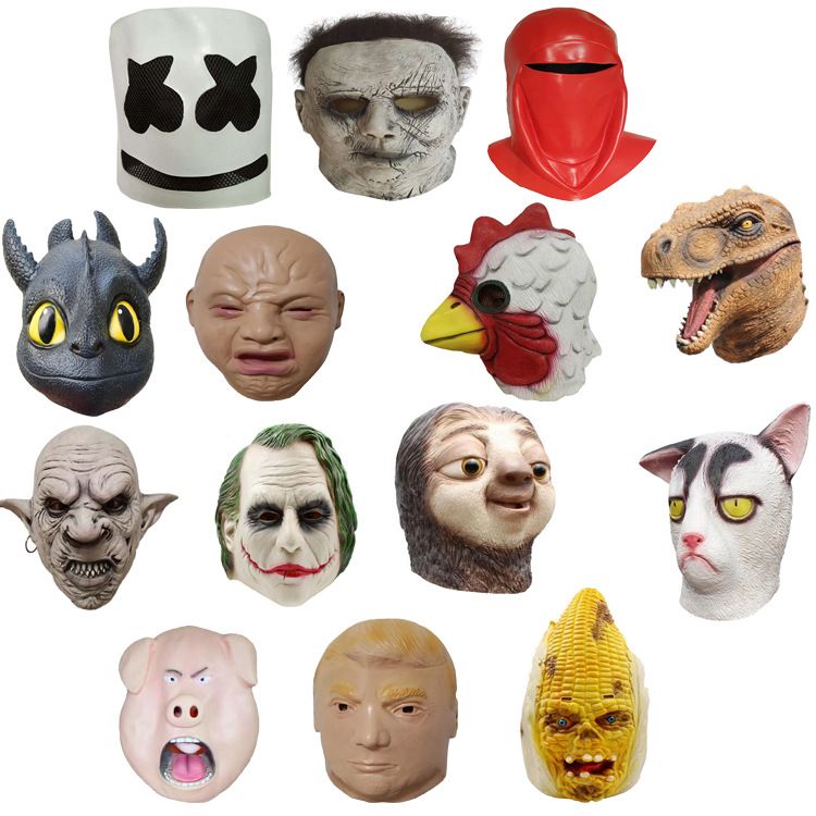 Party Masks Carnival Halloween Latex Head Cover Green Dinosaur Mask Masquerade Festival Party Face Props Toy_voghion.com