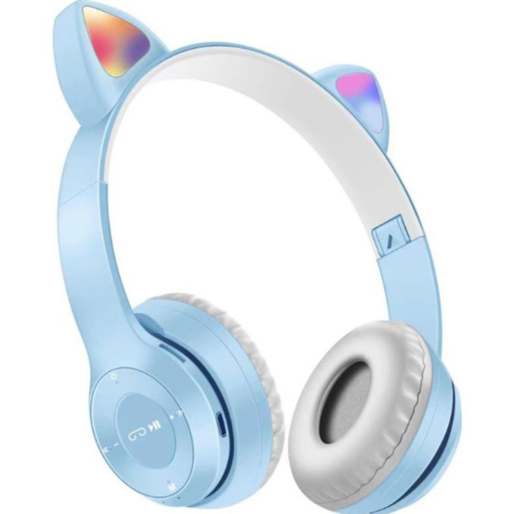P47M Cartoon Cat Ears Light-Up Over-Ear Stereo Bluetooth Headphones Durability Upgrade_voghion.com