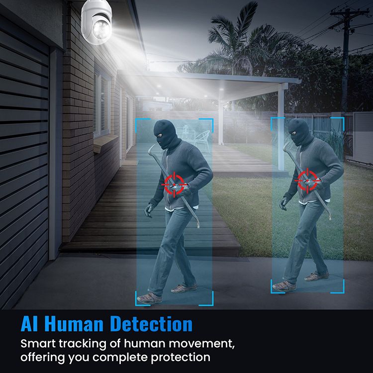 Cámara WiFi inalámbrica de 360 grados con visión nocturna a todo color y bombilla E27 de alta definición_voghion.com