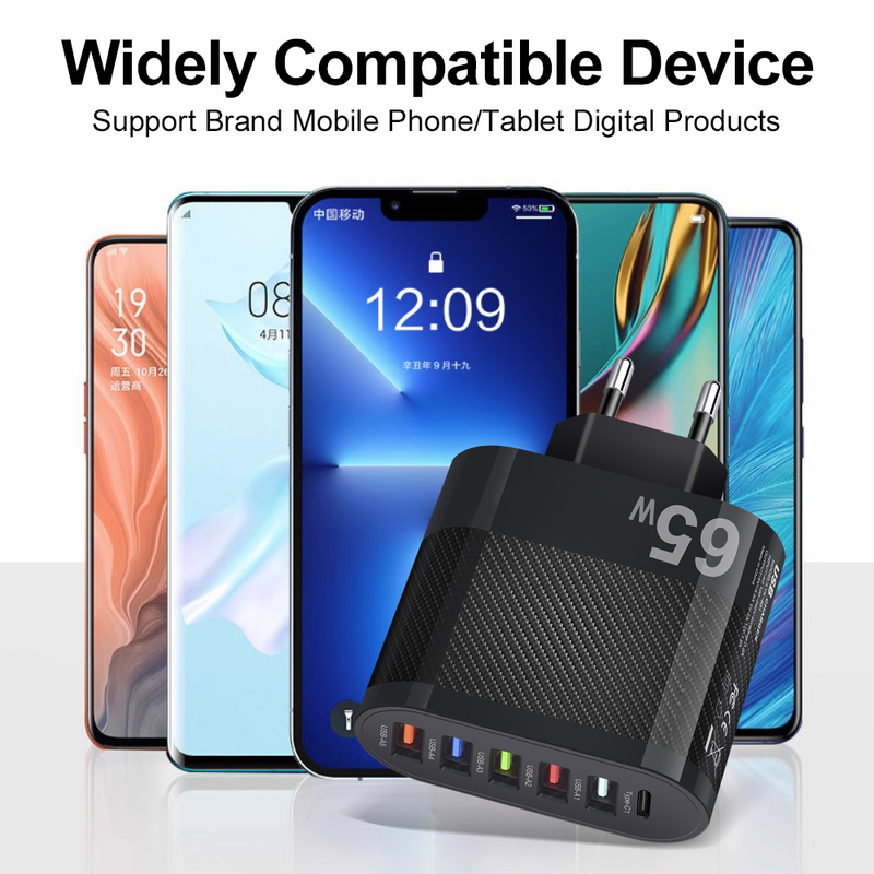 C-type 65W wandlader snel opladen 3.0 snel opladen USB-telefoonadapter geschikt voor Samsung iPhone 14 13 12_voghion.com