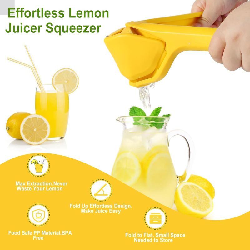【Space-Saving】Foldable Lemon Press | BPA-Free Food-Grade ABS | Lever-Action Design | Dishwasher Safe | For Lemons/Limes/Small Citrus_voghion.com