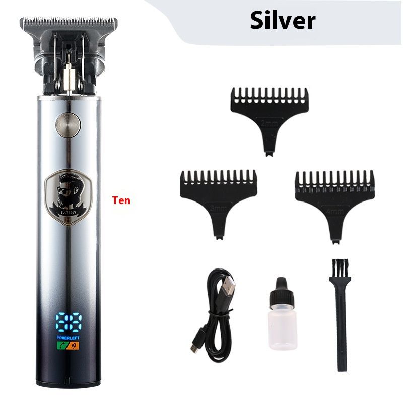 Noul Afișaj Digital Barber Sculptură de încărcare USB Foarfece electrice pentru împingere și tăiere cu cap de ulei_voghion.com