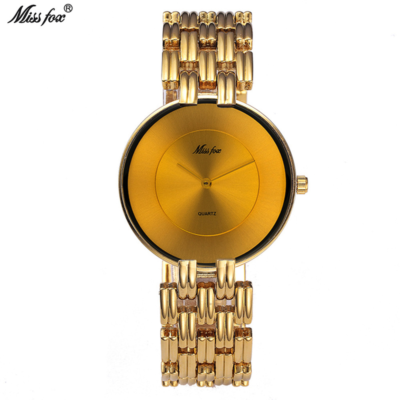 MISSFOX Semplice bracciale in oro Disco di fascia alta Medioevo Coppia di orologi da uomo_voghion.com
