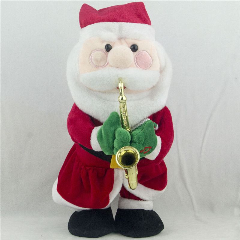 Kerst zingende dansende pluchen speelgoedset - Kerstman rendier sneeuwpop met muziek en beweging, zacht knuffeldier cadeau voor kinderen tijdens de vakantie_voghion.com