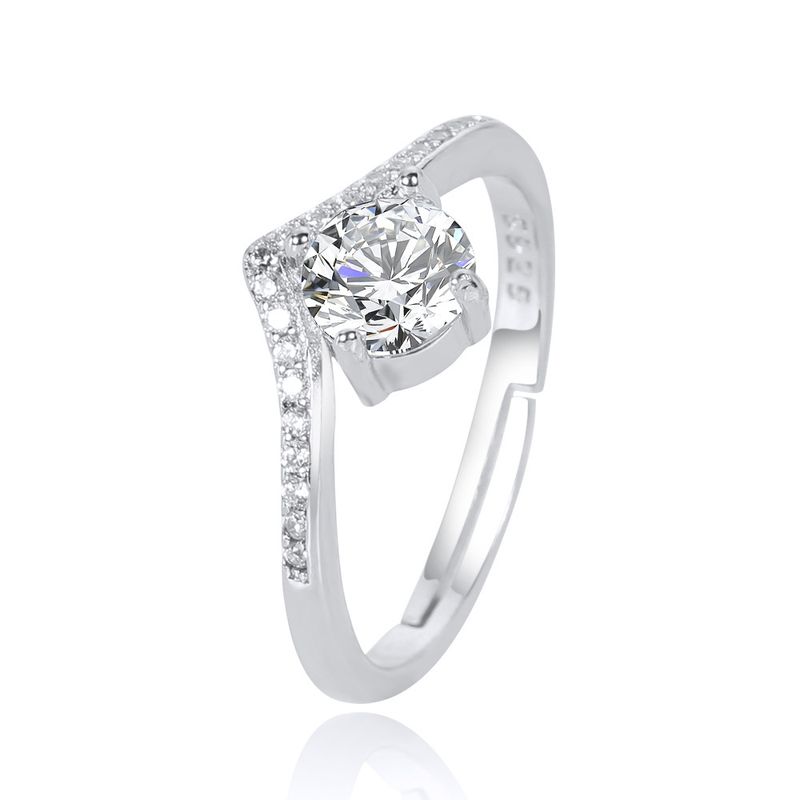 Whi Copper S Silver Ring For Women, Open Six-Prong, Inrnet Celebrity Live Streaming Zircon_voghion.com