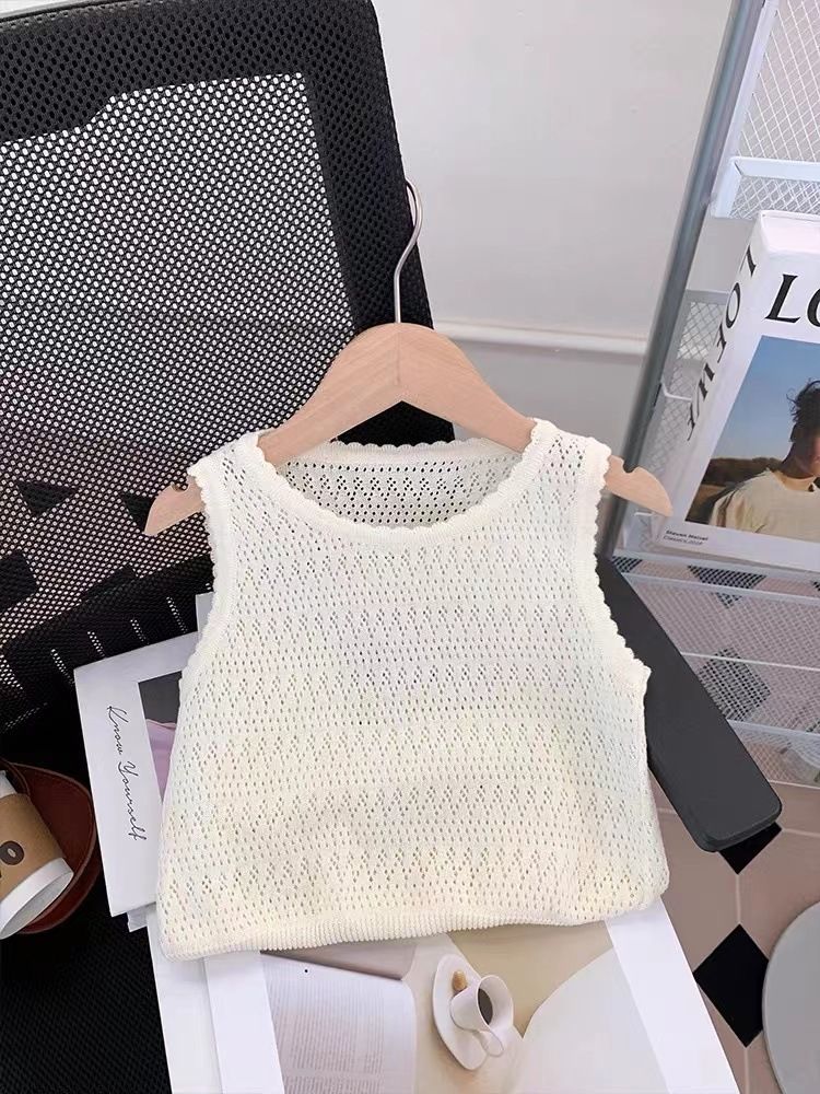Ropa para niños Verano 2024 nuevo chaleco para niñas traje de dos piezas de punto_voghion.com