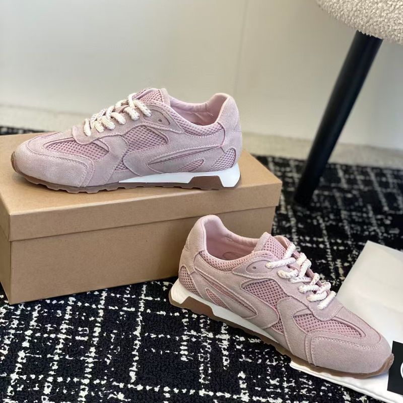 Sneakers bianche traspiranti in rete alla moda per donna, piatte, primavera 2025, nuove scarpe sportive versatili in vera pelle con lacci_voghion.com