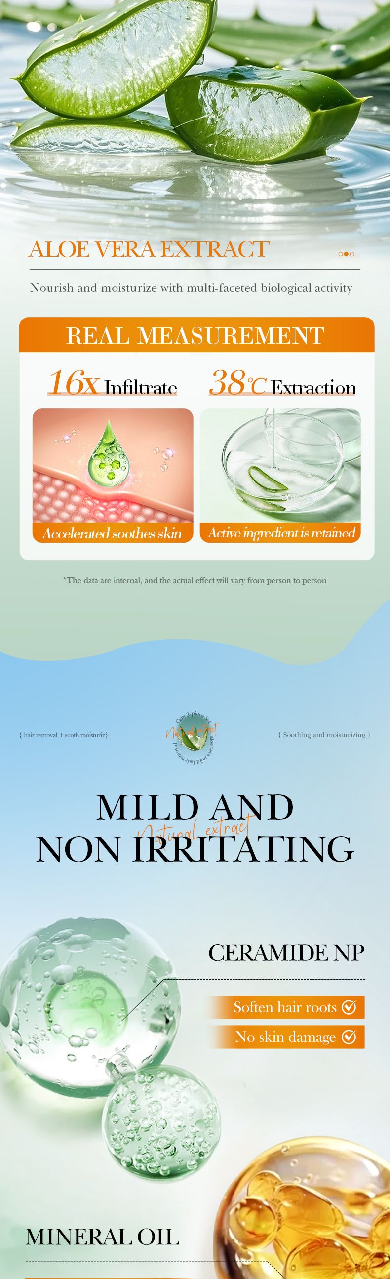 Crème dépilatoire douce à l'aloe vera, coffret de 2 pièces pour les aisselles_voghion.com