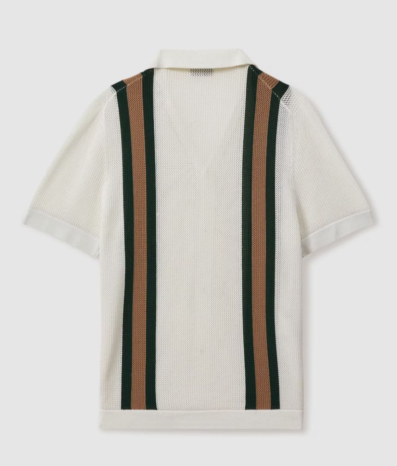 Polo estiva da uomo in maglia a righe traspiranti e a trama cava_voghion.com