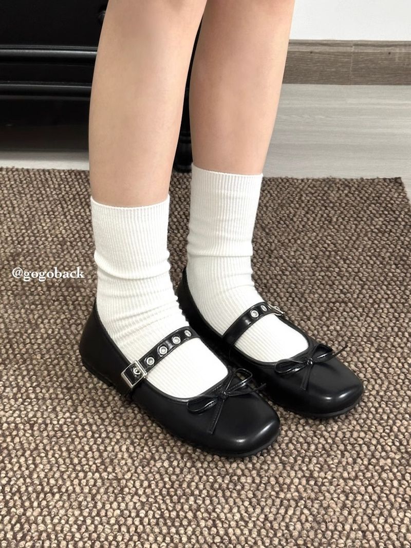Lancui Niche Four-Color Versatile Ballet Style Soft Sole Comfortable Mary Jane Shallow Mouth Women's Leather Shoes_voghion.com