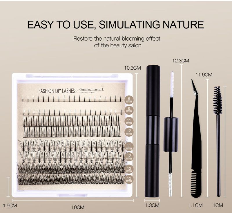 Lot de faux cils segmentés réalistes, denses et faciles à poser soi-même, en grappe unique (ventes très populaires)_voghion.com