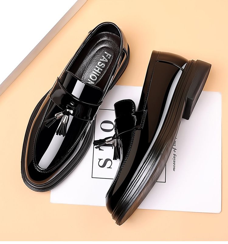 Herren Lederschuhe Herbst Glänzend Große Größe Business Formal Jugend Vielseitig Lässig Weiche Sohle Schwarz Herren Bräutigam Hochzeitsschuhe_voghion.com