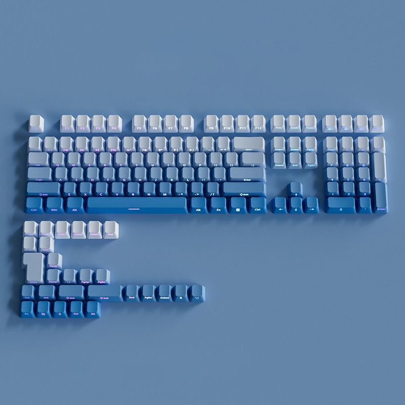 0EM Profile Gradient Side Printed Shine Through Keycaps PBT Double Shot Keycap For Mechanical Gamer Keyboard Black Gray_voghion.com