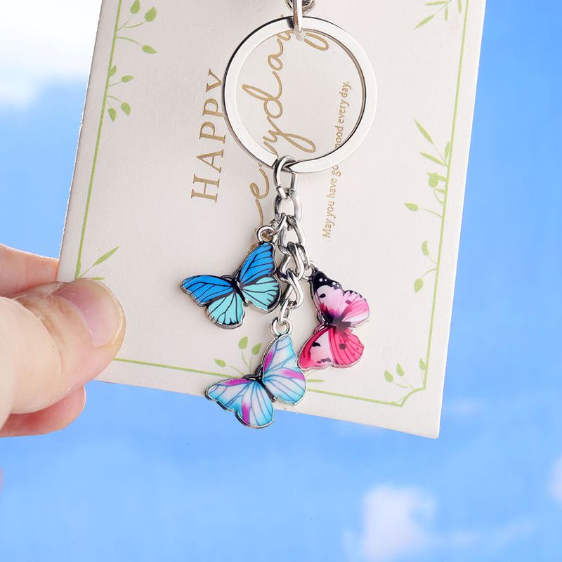 Crystal Colorful Enamel Butterfly Keychain Pendant Accessory Key Ring Fashion Simple_voghion.com
