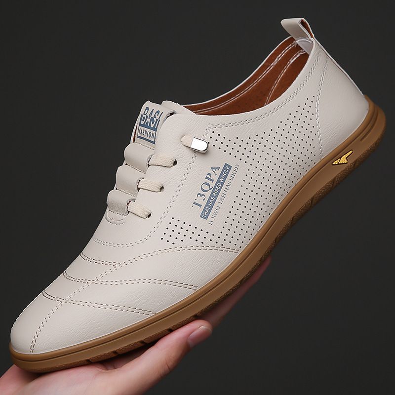 TerraStride 2025 Primavera Nuove Scarpe Casual da Uomo in Pelle con Suola Morbida Mocassini Slip-On Bianchi 1173_voghion.com