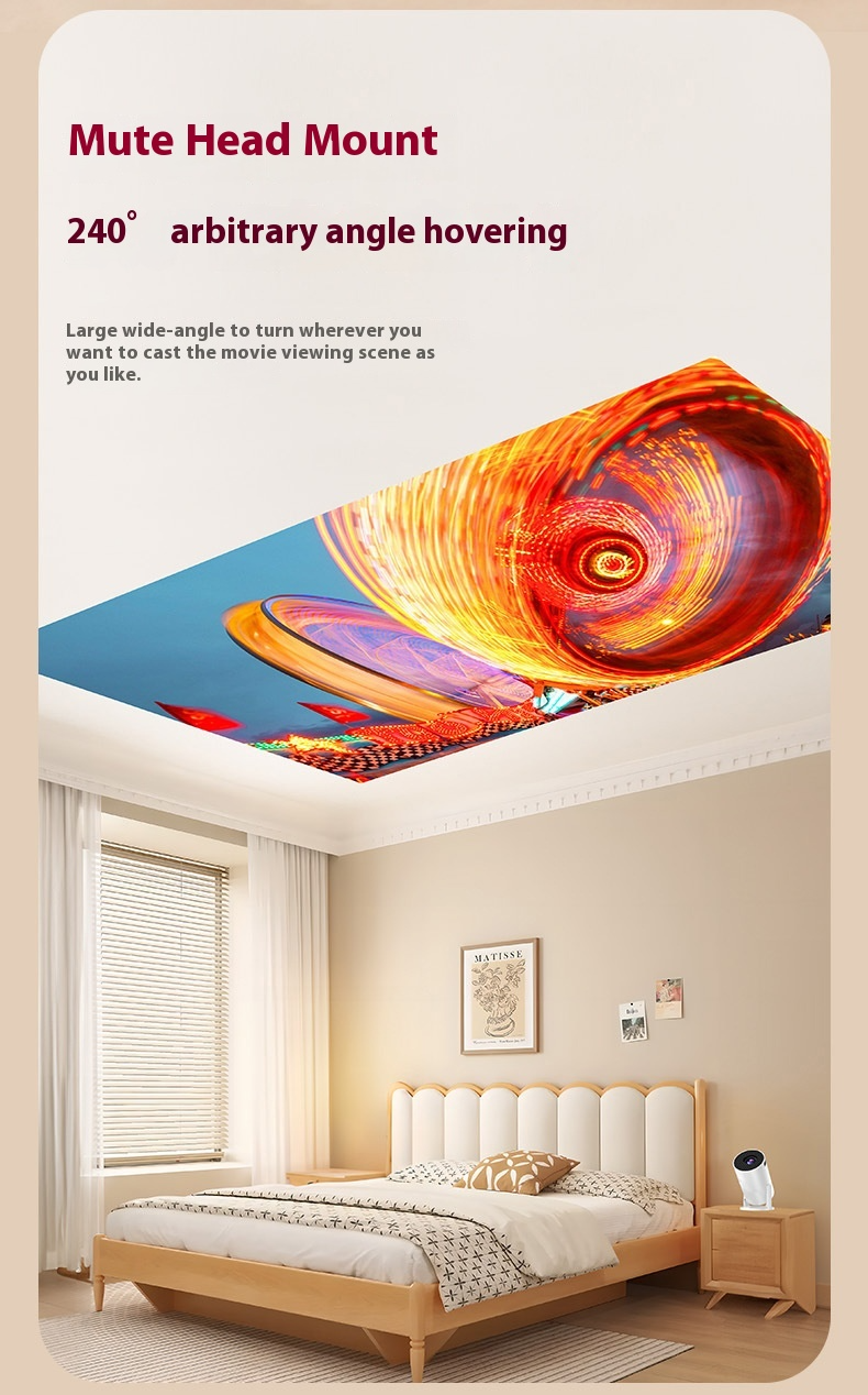 Y200 Mini Projector - 240 ° Rotating PTZ | Four Corner Trapezoidal Correction Wireless Screen Projection High Definition Outdoor Camping Home Theater_voghion.com