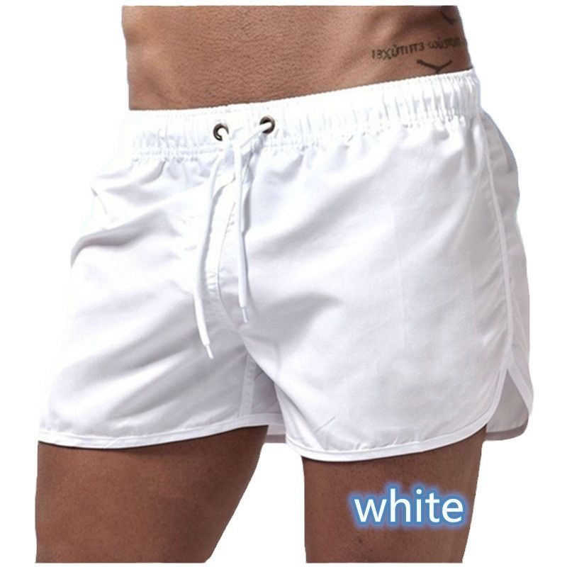 Unbeatable Quality 2024 Men's Solid Color Beach Pants, Three Part Fashionable Multi-color Straight Tube Loose Drawstring Sports Shorts_voghion.com