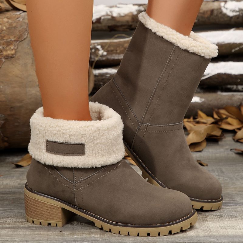 Botas de nieve de ante con tacón grueso, talla 43, botas de algodón de talla grande_voghion.com