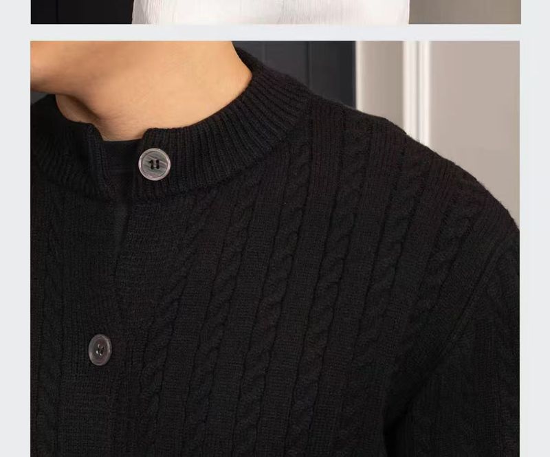 Men's Button Cardigan Jacket 2025 New Loose Casual Autumn Winter Round Neck Knitwear_voghion.com