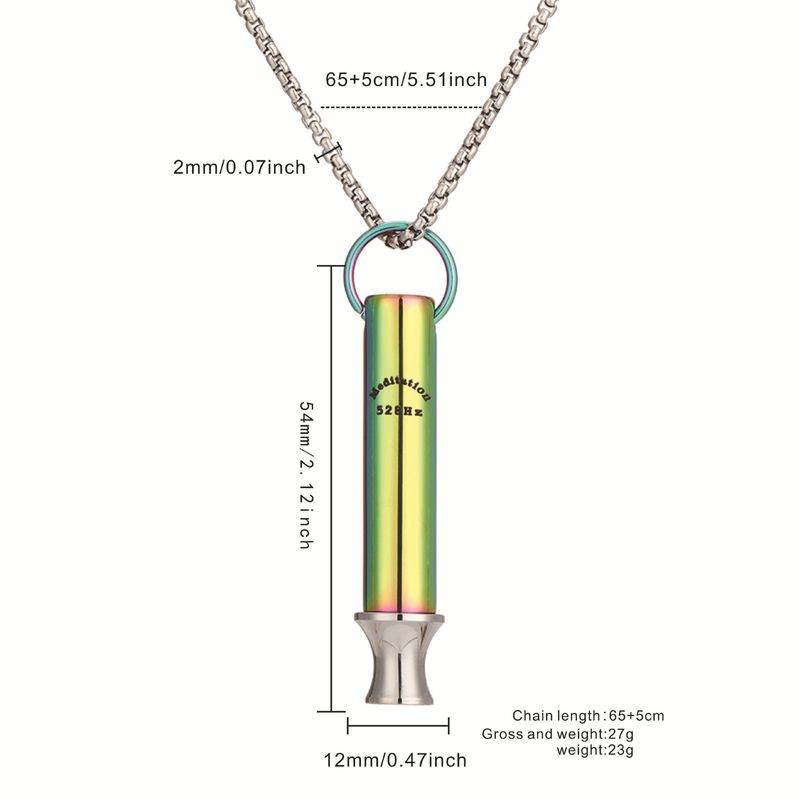 Collier sifflet de méditation 528 Hz pour femme avec pendentif rond pour soulager l'anxiété, accessoire de pleine conscience, acier inoxydable, finition polie_voghion.com