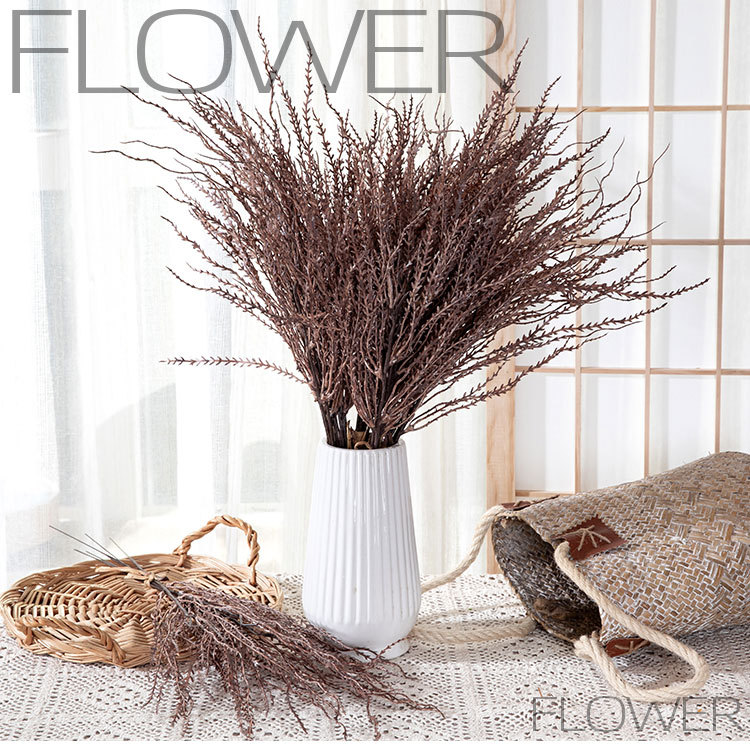 Accessori per erba transfrontaliera a tre forchette fiori artificiali decorazione domestica bouquet da sposa fiori artificiali da parete rosa YC1084_voghion.com
