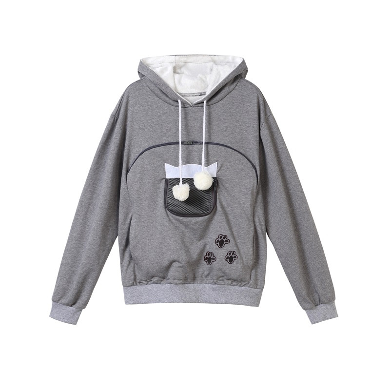 Women's zipper cat dog kangaroo hoodie fashion print pocket hoodie_voghion.com