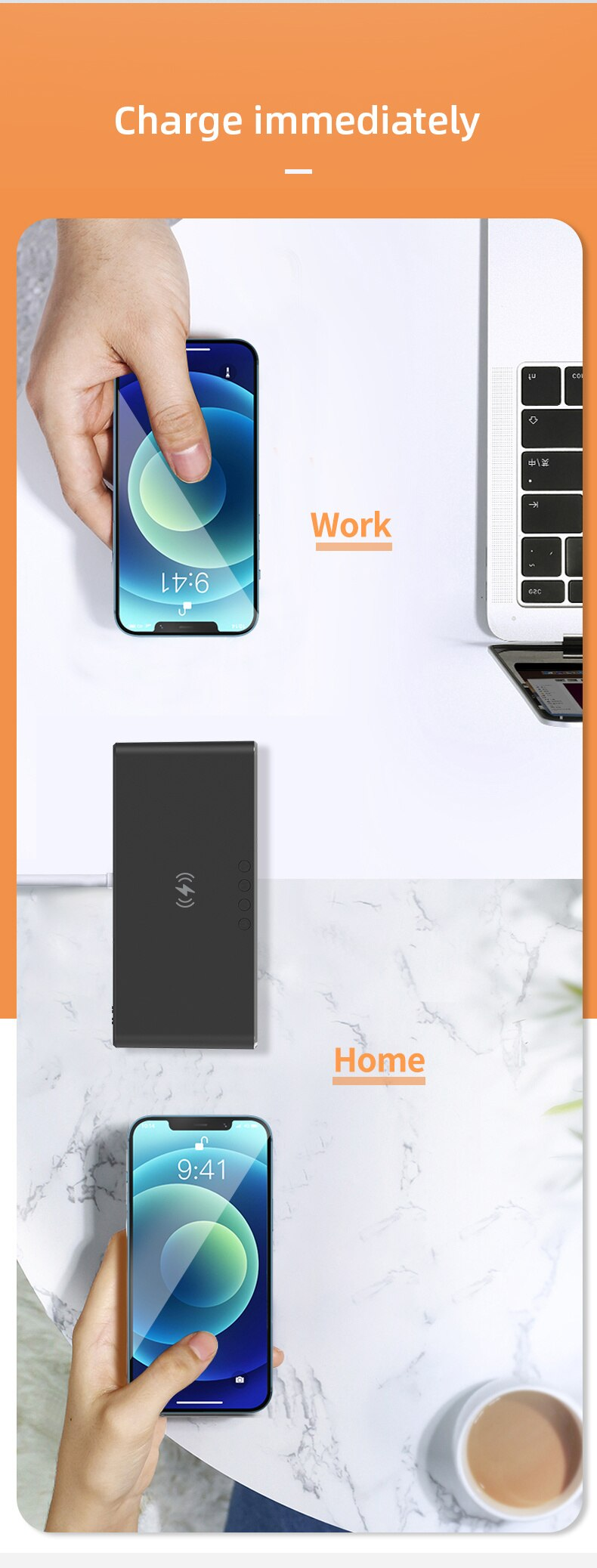 Vezeték nélküli töltő időzítő ébresztőóra LED digitális hőmérő fülhallgató telefontöltők gyorstöltő dokkoló állomás iPhone-hoz Samsung_voghion.com