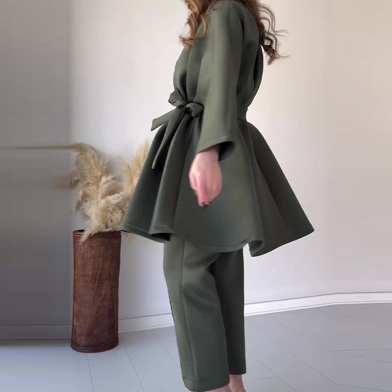 Frauen Kleidung herbst neue heißer verkauf einfarbig high-end-taille abnehmen temperament zwei stück anzug für frauen_voghion.com